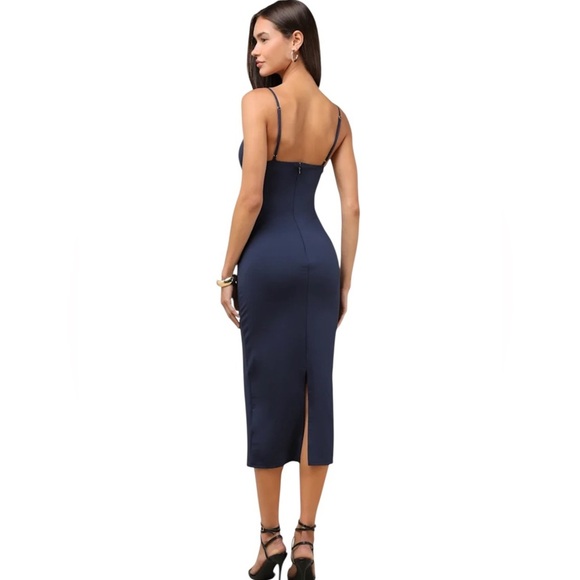 Lulu's Blue Bodycon Spaghetti Strap Midi Dress - Picture 8 of 8